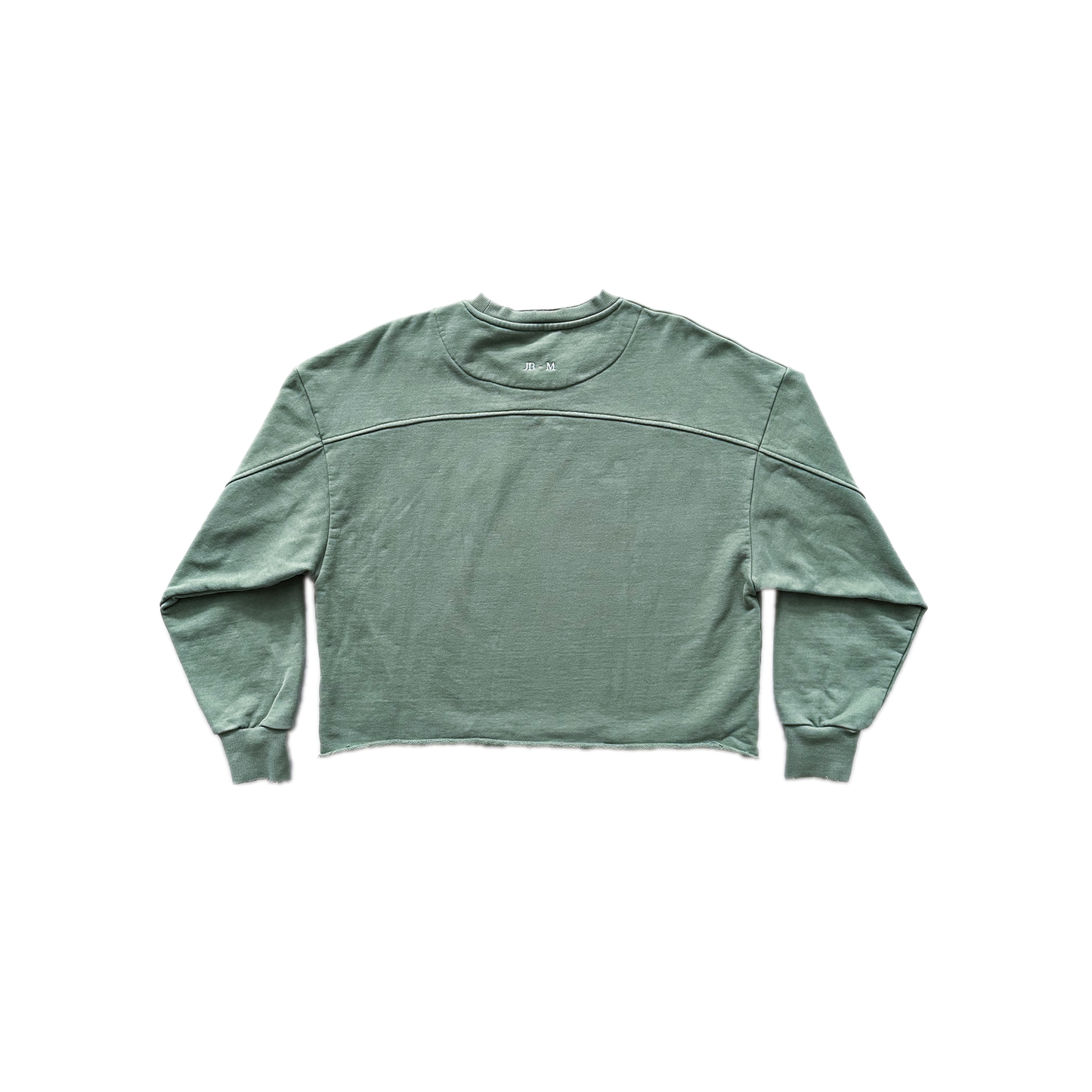 CROPPED CREW NECK SWEATER IN SAGE