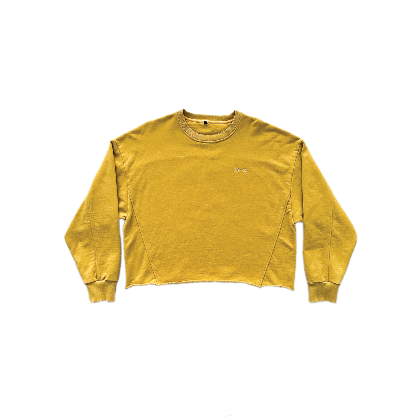CROPPED CREW NECK SWEATER IN MUSTARD