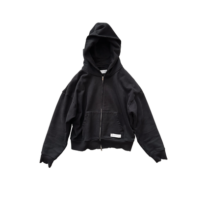 DESIGN CORP ZIP HOODIE IN WASHED BLACK