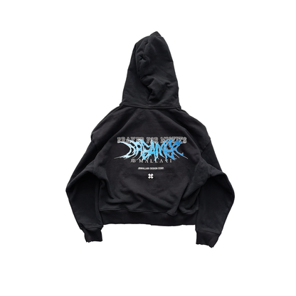 DESIGN CORP ZIP HOODIE IN WASHED BLACK