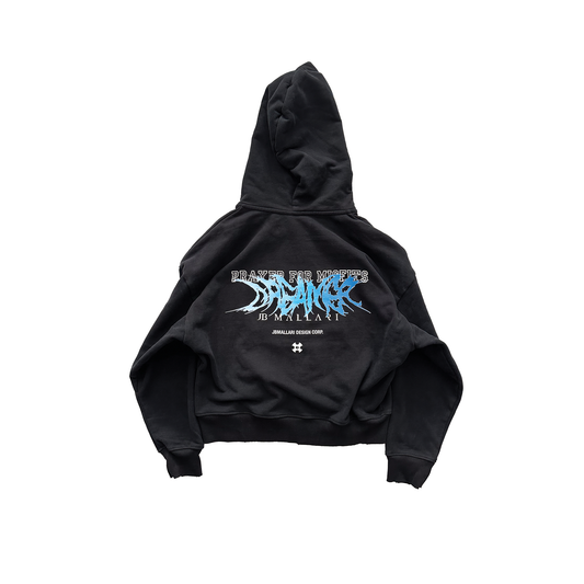 DESIGN CORP ZIP HOODIE IN WASHED BLACK