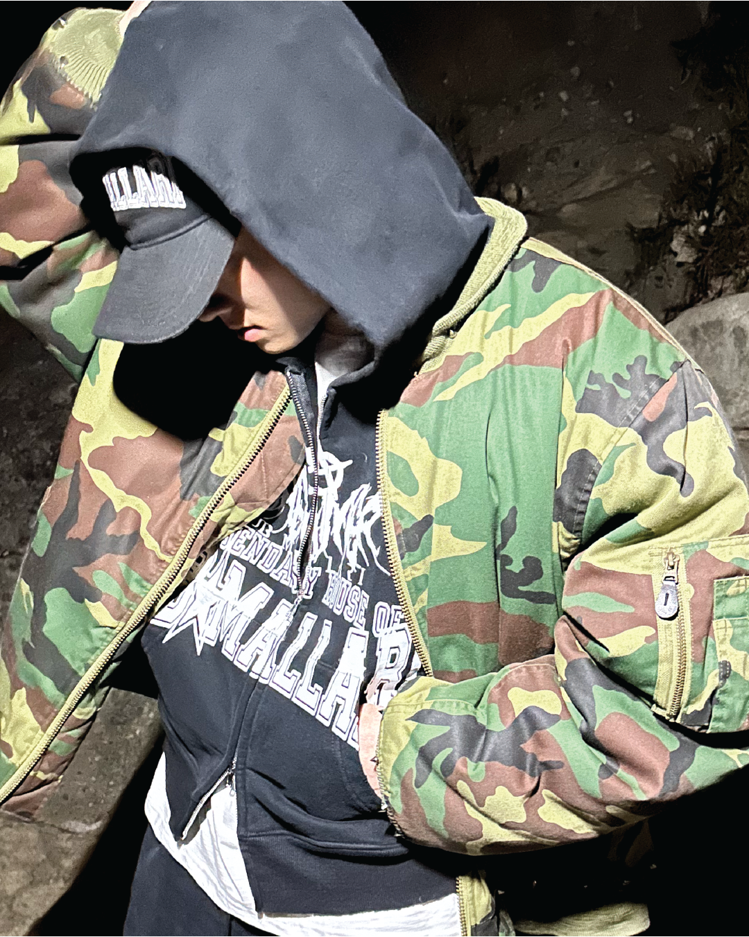 VINTAGE REVERSIBLE BOMBER IN CAMO