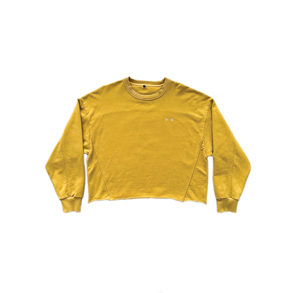 CROPPED CREW NECK SWEATER IN MUSTARD